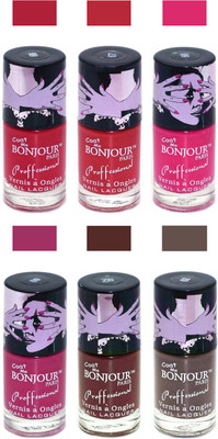 

Bonjour Paris True Matte Nail Polish Red-Red-Pink-Pink-Brown-Coffee(Pack of 6)