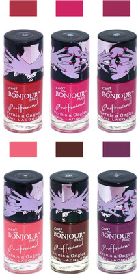 

Bonjour Paris True Matte Nail Polish Red-Pink-Pink-Peach-Brown-Plum(Pack of 6)