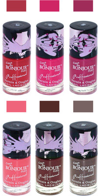 

Bonjour Paris True Matte Nail Polish Red-Pink-Pink-Peach-Brown-Coffee(Pack of 6)