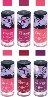 

Bonjour Paris True Matte Nail Polish Pink-Pink-Peach-Pink-Red-Plum(Pack of 6)