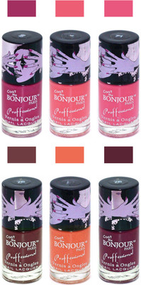 

Bonjour Paris True Matte Nail Polish Pink-Peach-Pink-Brown-Orange-Burgundy(Pack of 6)