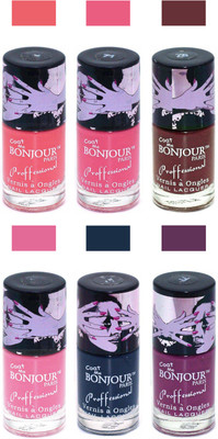 

Bonjour Paris True Matte Nail Polish Peach-Pink-Brown-Pink-Grey-Plum(Pack of 6)