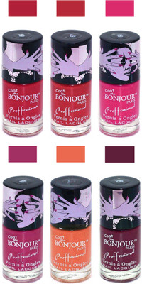 

Bonjour Paris True Matte Nail Polish Red-Red-Pink-Pink-Orange-Burgundy(Pack of 6)