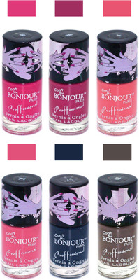

Bonjour Paris True Matte Nail Polish Pink-Pink-Peach-Pink-Grey-Coffee(Pack of 6)