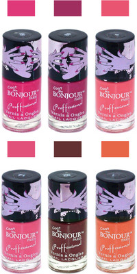 

Bonjour Paris True Matte Nail Polish Pink-Pink-Peach-Pink-Brown-Orange(Pack of 6)