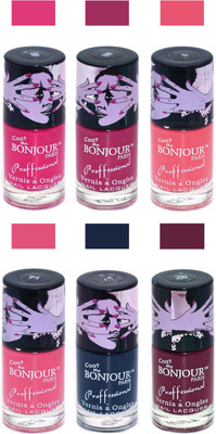 

Bonjour Paris True Matte Nail Polish Pink-Pink-Peach-Pink-Grey-Burgundy(Pack of 6)