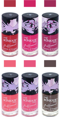 

Bonjour Paris True Matte Nail Polish Red-Pink-Pink-Peach-Pink-Coffee(Pack of 6)