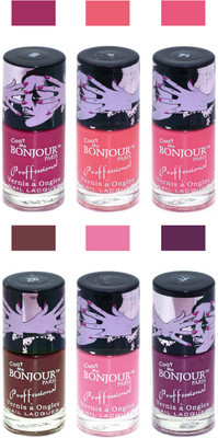 

Bonjour Paris True Matte Nail Polish Pink-Peach-Pink-Brown-Pink-Plum(Pack of 6)