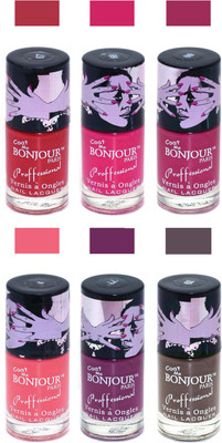 

Bonjour Paris True Matte Nail Polish Red-Pink-Pink-Peach-Plum-Coffee(Pack of 6)