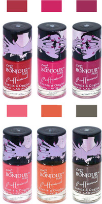 

Bonjour Paris True Matte Nail Polish Red-Pink-Pink-Peach-Orange-Coffee(Pack of 6)