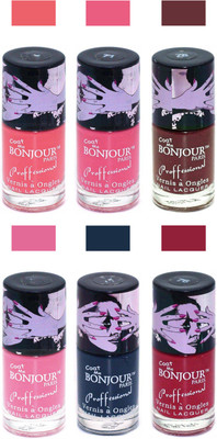 

Bonjour Paris True Matte Nail Polish Peach-Pink-Brown-Pink-Grey-Red(Pack of 6)