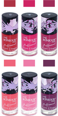 

Bonjour Paris True Matte Nail Polish Red-Pink-Pink-Peach-Pink-Plum(Pack of 6)