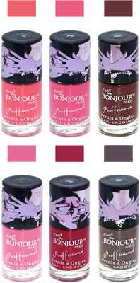 

Bonjour Paris True Matte Nail Polish Peach-Pink-Brown-Pink-Red-Coffee(Pack of 6)