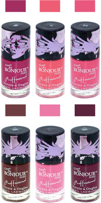 

Bonjour Paris True Matte Nail Polish Pink-Peach-Pink-Brown-Pink-Burgundy(Pack of 6)