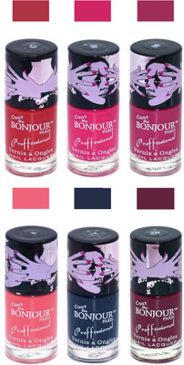 

Bonjour Paris True Matte Nail Polish Red-Pink-Pink-Peach-Grey-Burgundy(Pack of 6)