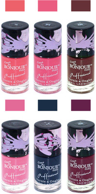 

Bonjour Paris True Matte Nail Polish Peach-Pink-Brown-Pink-Grey-Burgundy(Pack of 6)