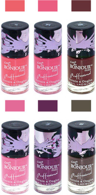 

Bonjour Paris True Matte Nail Polish Peach-Pink-Brown-Pink-Plum-Coffee(Pack of 6)