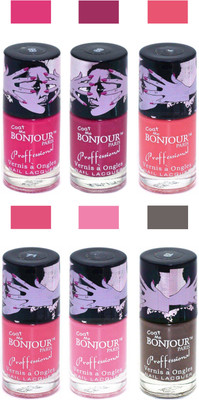 

Bonjour Paris True Matte Nail Polish Pink-Pink-Peach-Pink-Pink-Coffee(Pack of 6)