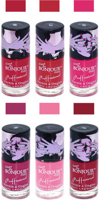 

Bonjour Paris True Matte Nail Polish Red-Red-Pink-Pink-Pink-Red(Pack of 6)