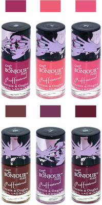 

Bonjour Paris True Matte Nail Polish Pink-Peach-Pink-Brown-Plum-Burgundy(Pack of 6)