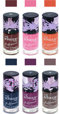 

Bonjour Paris True Matte Nail Polish Brown-Pink-Orange-Grey-Plum-Coffee(Pack of 6)