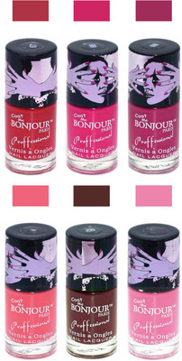 

Bonjour Paris True Matte Nail Polish Red-Pink-Pink-Peach-Brown-Pink(Pack of 6)