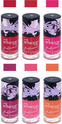 

Bonjour Paris True Matte Nail Polish Red-Red-Pink-Pink-Pink-Orange(Pack of 6)