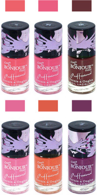 

Bonjour Paris True Matte Nail Polish Peach-Pink-Brown-Pink-Orange-Plum(Pack of 6)