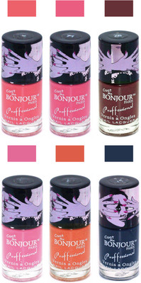 

Bonjour Paris True Matte Nail Polish Peach-Pink-Brown-Pink-Orange-Grey(Pack of 6)