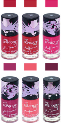 

Bonjour Paris True Matte Nail Polish Red-Red-Pink-Pink-Peach-Burgundy(Pack of 6)