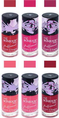 

Bonjour Paris True Matte Nail Polish Red-Pink-Pink-Peach-Pink-Red(Pack of 6)