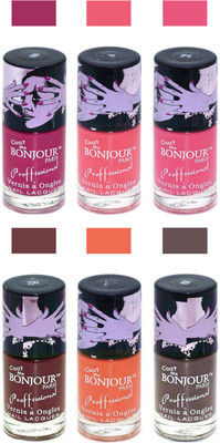 

Bonjour Paris True Matte Nail Polish Pink-Peach-Pink-Brown-Orange-Coffee(Pack of 6)