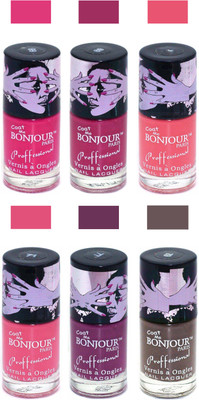 

Bonjour Paris True Matte Nail Polish Pink-Pink-Peach-Pink-Plum-Coffee(Pack of 6)