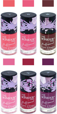 

Bonjour Paris True Matte Nail Polish Peach-Pink-Brown-Pink-Red-Plum(Pack of 6)
