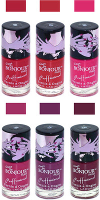 

Bonjour Paris True Matte Nail Polish Red-Red-Pink-Pink-Plum-Burgundy(Pack of 6)