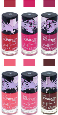 

Bonjour Paris True Matte Nail Polish Red-Pink-Pink-Peach-Pink-Brown(Pack of 6)