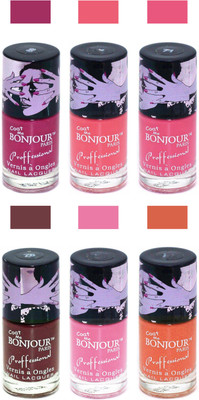 

Bonjour Paris True Matte Nail Polish Pink-Peach-Pink-Brown-Pink-Orange(Pack of 6)
