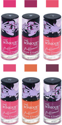 

Bonjour Paris True Matte Nail Polish Pink-Pink-Peach-Pink-Orange-Plum(Pack of 6)