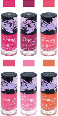 

Bonjour Paris True Matte Nail Polish Pink-Pink-Peach-Pink-Pink-Orange(Pack of 6)