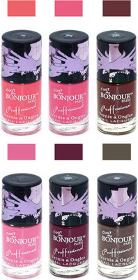 

Bonjour Paris True Matte Nail Polish Peach-Pink-Brown-Pink-Burgundy-Coffee(Pack of 6)