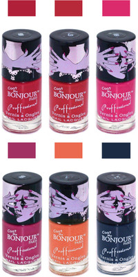 

Bonjour Paris True Matte Nail Polish Red-Red-Pink-Pink-Orange-Grey(Pack of 6)