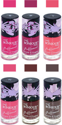 

Bonjour Paris True Matte Nail Polish Pink-Pink-Peach-Pink-Brown-Coffee(Pack of 6)