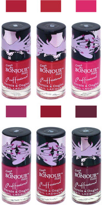 

Bonjour Paris True Matte Nail Polish Red-Red-Pink-Pink-Red-Burgundy(Pack of 6)