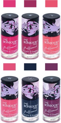 

Bonjour Paris True Matte Nail Polish Pink-Pink-Peach-Pink-Grey-Plum(Pack of 6)