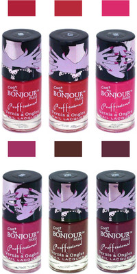 

Bonjour Paris True Matte Nail Polish Red-Red-Pink-Pink-Brown-Burgundy(Pack of 6)
