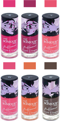 

Bonjour Paris True Matte Nail Polish Pink-Pink-Peach-Pink-Orange-Coffee(Pack of 6)