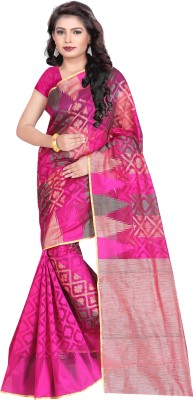 SVB Sarees Self Design Banarasi Cotton Blend Saree(Pink)