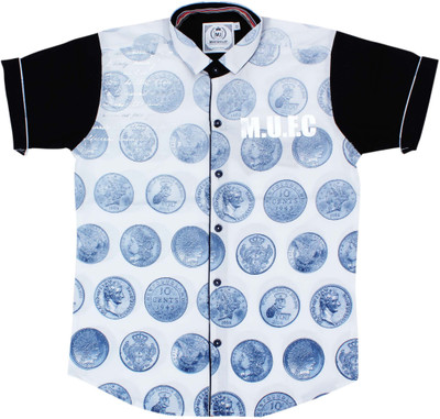 

MashUp Boys Printed Casual Light Blue, Black Shirt, Navy