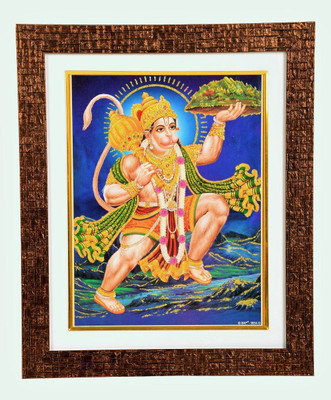

BM Traders Bm Traders Golden Zari Work Photo Of Hanumanji In Copper Color Brick Finish Wooden Frame Decorative Showpiece - 36.83 cm(Wooden, Multicolor)