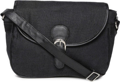 

Campus Sutra Men & Women Casual Black Canvas Sling Bag
